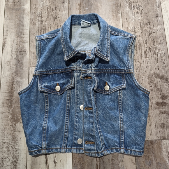 Vintage bongo Jean vest  cropped logo back size medium made in USA - Picture 2 of 6